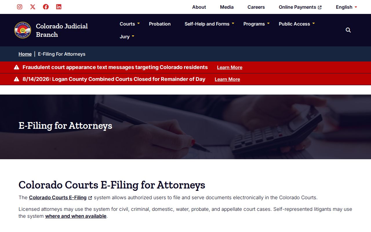 Clear Creek County civil docket attorney e-filing resource