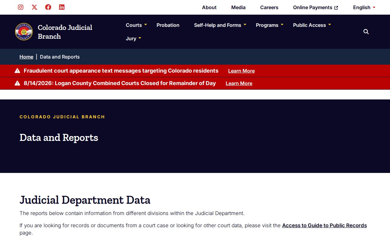 Clear Creek County court docket data and reports access