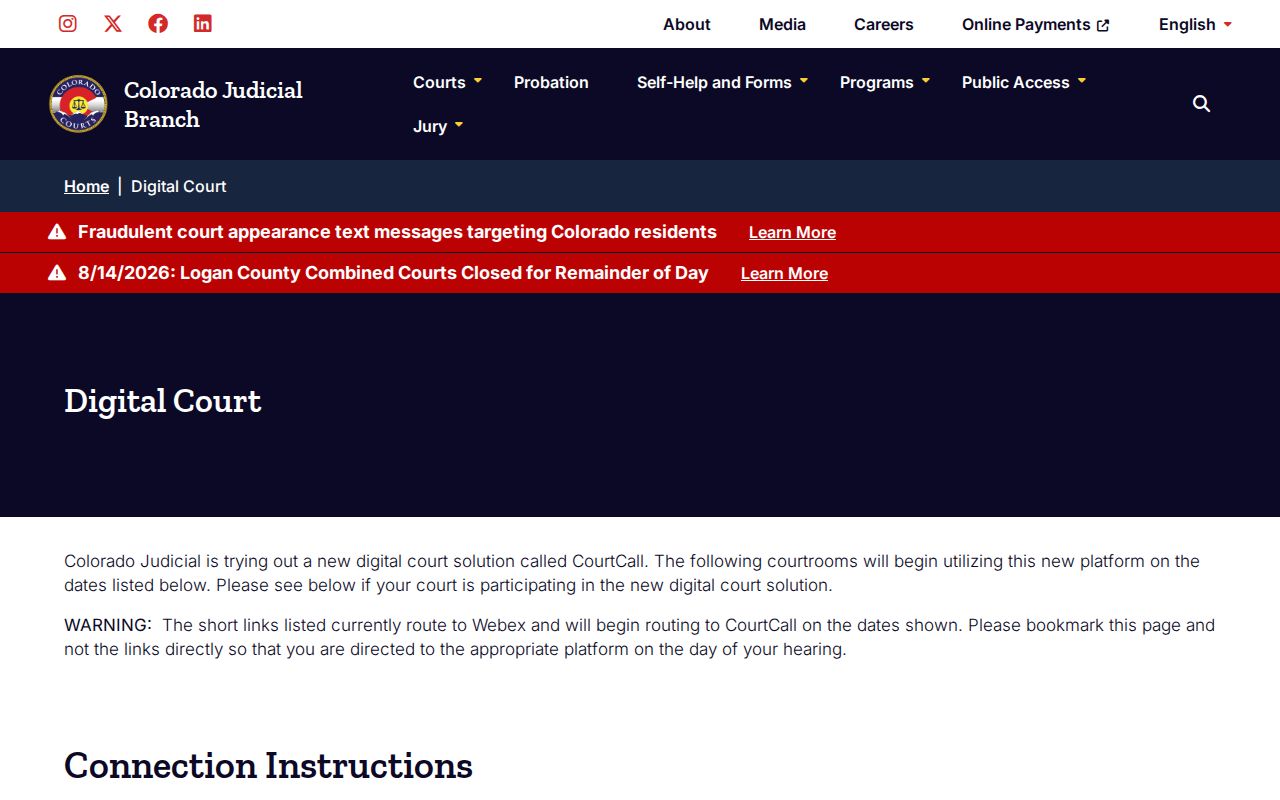 Clear Creek County court calendar Digital Court directory