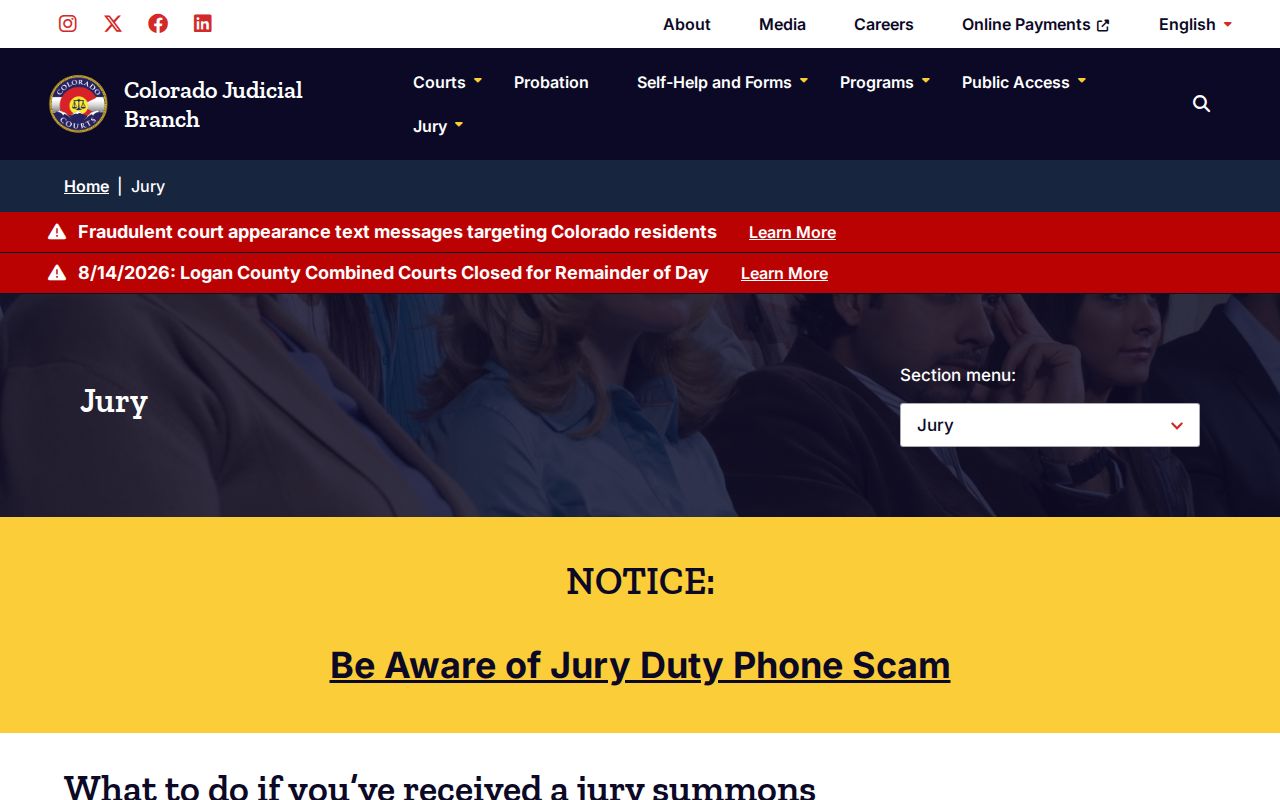 Clear Creek County court calendar jury service resource