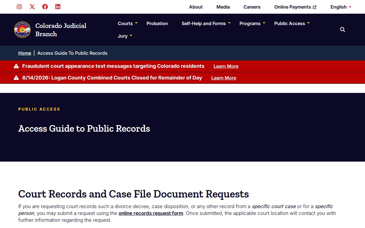 Clear Creek County court record access guidance for trial records