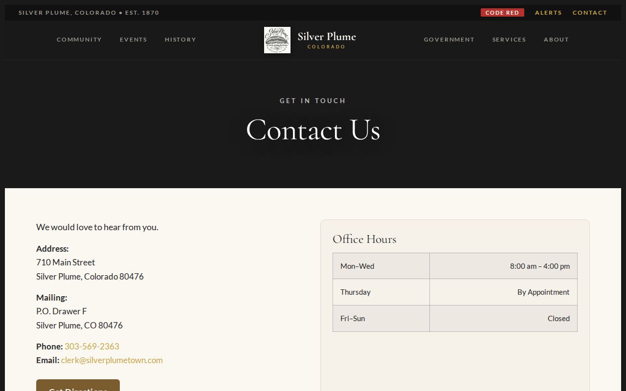 Silver Plume court docket Town Hall contact and clerk source